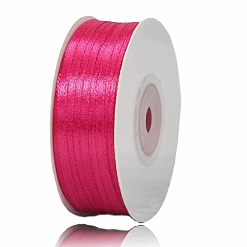 Geschenkband Rosenrot 3mm Breit, 91 Meters Satinband Dunkelrosa Geschenkbänder Stoff Schleifenband Dekoband zum Geschenkverpackung, Bastelarbeiten, Geburtstag und Hochzeitsdekoration