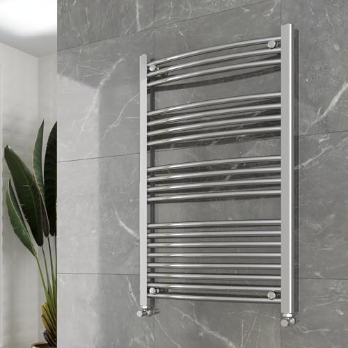 Curved Chrome Heated Towel Ladder Rail Bathroom Radiator 600mm (w) x 1000mm (h) - 2015 BTUs