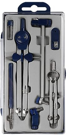 Geometrie-Set, 7-teilig, Jagowa Schulzirkel-Set, Mathematik-Zeichen-Trennwände, Werkzeug-Set mit Mittelrad für Schule, Ingenieur, Holzbearbeitung