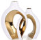 keramische Vase Dekor 2pcs Set, Moderne böhmische Dekoration, Weiß und Gold skandinavischen minimalistischen Stil Raumdekoration, geeignet für Tisch Centerpiece, Bücherregal, Kamin Home Decor(W+G)