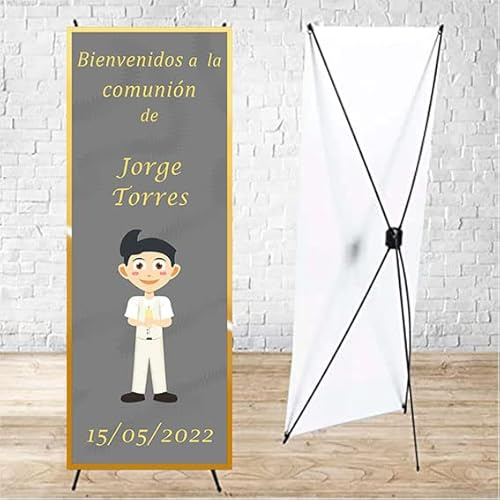 Cartel Comunión para niños y niñas Personalizable al añadirlo al Carrito, con Soporte 60 x 160 cm Incluido.