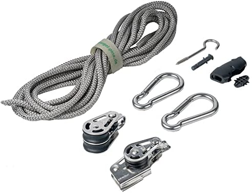 Pina DESIGN seit 1979 - Sonnensegel 4-Fach Flaschenzug Set - wandseitig, für Wandhalter/Profi Spannsystem zum Spannen & Befestigen/Robustes Seilzugsystem mit integrierter Klemme