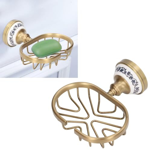 Dusche Seifenschale, Antike Messing Seifenhalter Gold Wandhalterung Seifenschale Halter Seifenschale Caddy Edelstahl Schwamm Halter Bronze Seifenschale Regal Seifenkorb für Badezimmer