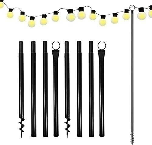 GDWD Schäferhaken, 2 Stück 240cm Hirtenhaken Metall Gartenstab mit Haken, Halterungsstange Außenbereich für Aufhängen, Lichterkette Glühbirnen Hirtenbogen -Haken für Hochzeit Party Dekoration