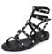 IF Fashion Schuhe Flip-Flops Gladiator Sommerstiefel Damen mit Nieten aus Kunstleder S060136, 701 Schwarz Schnallen, 40 EU