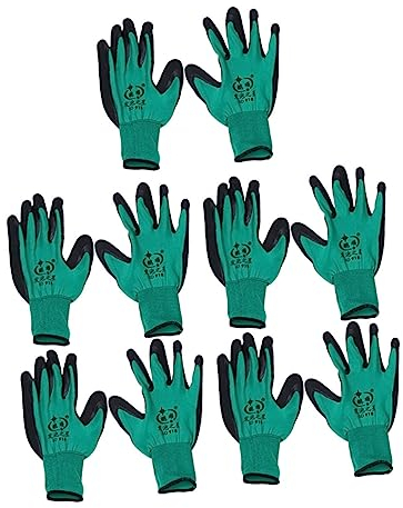 Angoily 5 Pair Safety Work Gloves, NylonGloves Grip, Gardening Gloves, Needle Proof Gloves, Work Gloves for Gardening Outdoor Fishing Car Cleaning