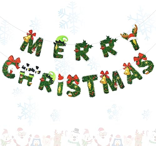 Frohe Weihnachten Wimpelkette Banner, Weihnachten Brief Girlande Banner Xmas Schilder Hängende Banner Dekoration für Xmas Party Dekoration Home Indoor Wand Kamin Outdoor Party Supplies Y7LSSDLQ