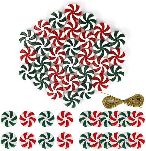 30 Stück Weihnachten Süßigkeiten Ornament, Swirl Candy Girlande Baum Anhänger, Acryl Bonbons Dekor für Xmas Home Candy Party