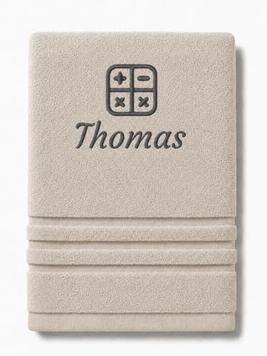 Pet-Jos Personalisiertes Handtuch mit Namen Schön gestickter Anstellung Name Handbadetuch 100% Baumwollhandtuch Personalized Custom Towel with Name (140 x 70 cm, Mathematiker)