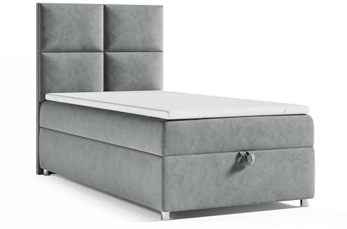 Best For Home Trinity K2 Boxspringbett Single Bonellfederkern | Boxspringbett mit Matratze und Topper | Boxspringbett 80x200 mit Bettkasten| Einzelbett | Polsterbett - Lieferung an die Bordsteinkante