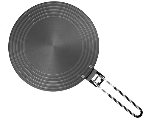 Kocusu Adaptador para inducción de 14 cm, adaptador para placa de inducción con mango y base separables, para cafeteras y utensilios de cocina, color plateado
