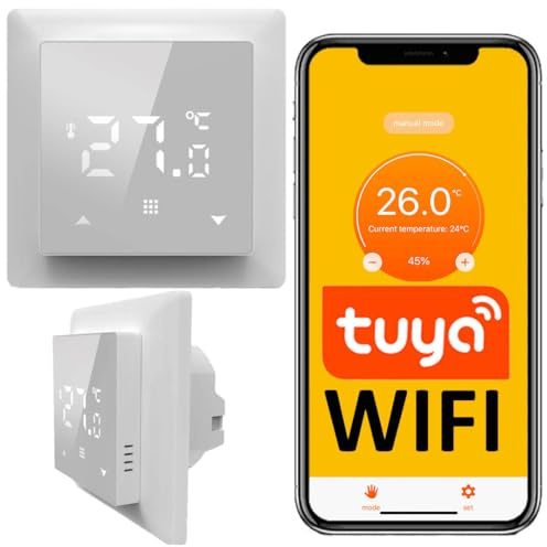 Sone Smart One - Raumthermostat WLAN für Fußbodenheizung - Smartes Thermostat mit Tuya App - WiFi Thermostat Digital für Heizmatten/Folien, Wasserheizung, 16A Max, 86x86mm, Externer Sensor