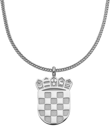 d'origine Kroatien Wappenkette, Kroatische Flaggenkette, Kroatien Schmuck, Kroatischer Schmuck, Kroatischer Wappenschmuck für Herren Gold