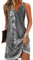 Yeenily Robe Décontractée à sans Manches Femme Col Rond Bohème Fleurie MiniRobe Robe Imprimé Lâche Court Robe(sans Manches-Gris,XXL)