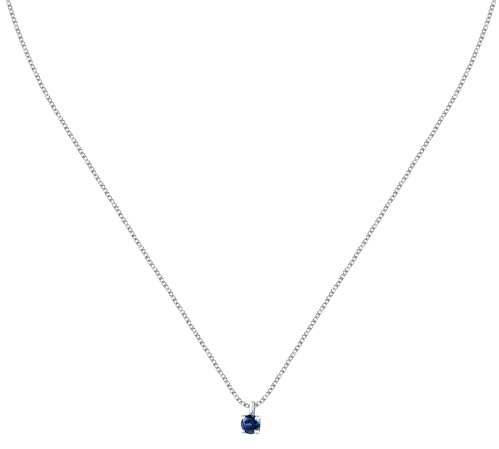 Morellato Damen Halskette aus nachhaltigem 925‰-Silber, blauer Zirkon, Tesori-Kollektion – SAIW172
