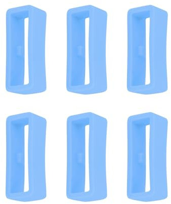 Lot de 6 Boucles de Bracelet de Montre en Silicone Compatible avec Fossil Gen 5 Carlyle HR/Garrett HR/Julianna HR, 22mm Boucle Montre Remplacement de Montre Support de Retenue, Bleu Ciel