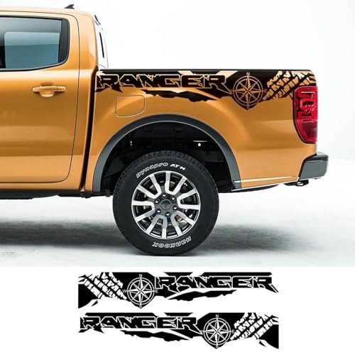 LIOUFTT 2PCS Autoaufkleber Kompass Abenteuer Off Road Auto Heck Vinyl Grafik Aufkleber, passend für Ford Ranger Raptor Pickup Zubehör