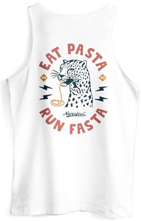 Neverless® Herren Tank-Top Aufdruck Schrift Eat Pasta Backprint Brustlogo Retro Fashion Sommer Muskelshirt