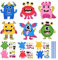 QIURUYUE 6 Monster Bastelsets Filz Kinder Halloween Kreativsets zum Basteln Kreative Kunsthandwerk Bastelhandwerk mit Moosgummi Aufkleber für Jungen Mädchen Halloweenzeit Karneval Geburtstag