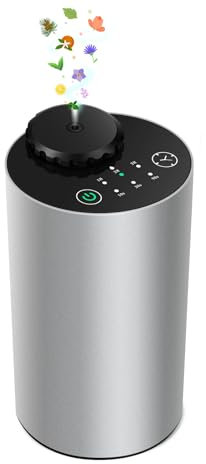 Wasserloser Diffusor für ätherische Öle, batteriebetrieben, kabellos, Aromatherapie-Diffusor mit Timing und 3 Nebelstufen, Auto-Diffusor, silberfarbene Aluminiumlegierung
