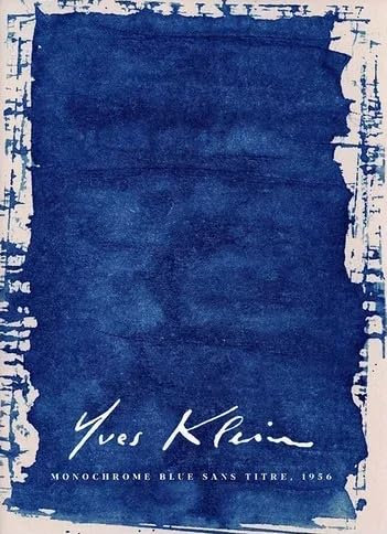 XZSFD NBGEA Berühmte Yves Klein Poster Ausstellung Drucke Abstrakte Wandkunst《Monochromes Blau》Bild Yves Klein Leinwandmalerei für Wohnkultur 40x60cm ungerahmt