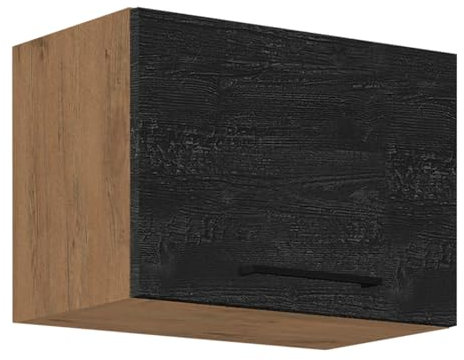 Mirjan24 Küchenschränke Woodline Unterschrank Spülenunterschrank Herdumbauschrank Eckunterschrank Geschirrspülerblende Küchenzeile (Eiche Lancelot/Dark Wood, Hängeschrank 50 GU-36 1F)
