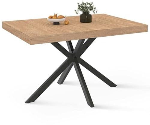 IDMarket - Table à Manger Rectangle Alix 6 Personnes Pied araignée Bois et Noir 110 cm
