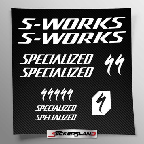Aufkleber-Set kompatibel mit Rahmen MTB Mountainbike und Helm | Decals Aufkleber für Fahrrad Schriftzug Logos | Stickersland® - Swork (weiß glänzend)