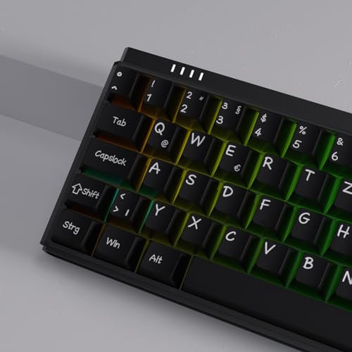 Tastenkappen Deutsches Layout, Pbt Keycaps ISO DE Keycaps, Minimalistisches Tastenkappen Cherry Profil 139 Keys for Mechanische Tastatur DE Layout 60/64/74/87/104/108 (schwarz)