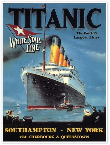 Posterlounge White Star Line Titanic, 1912 Poster | 60 x 80 cm Blau Wandbilder Wanddeko