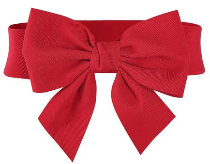 Svnqney Damen Bowknot breiter Gürtel Elastische Vintage große Schleife Gürtel Taillengürtel Adorable Dress Accessory BL100red