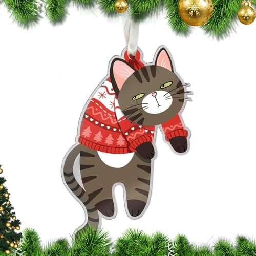Weihnachtsbaum-Katzenornamente 2D Acryl Niedliche Weihnachtsornamente