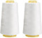 FOGAWA 2 rotoli Rocchetti di filo da cucito 40S/2, 3000 Yards Filato da cucito universale poliestere filo da cucito a mano Filo da cucire per Cucito, Quilting, Patchwork (Bianco)