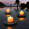 MALUX Mini Schwimmende Pool-Lichter, 3 Pack Solar-Kerzen Outdoor Wasserdicht IP66 Teelichter Batteriebetrieben für Schwimmbad, Teich, Event, Party (3)