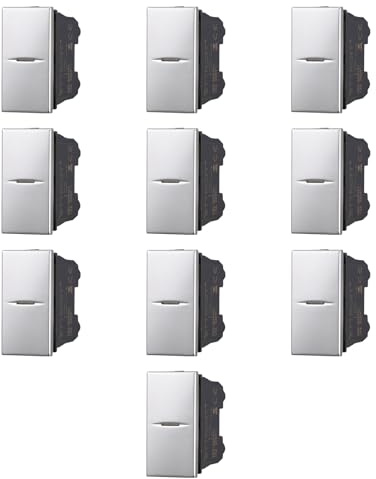 10x Pulsante assiale 16A, Moduli grigi, grigio, Compatibile Con BTicino Axolute, frutti, interruttori, pulsanti, deviatori, dimmer, sensori, PIR, buzzer, Per Placche originali e compatibili