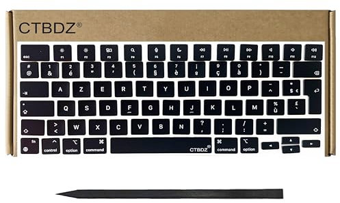 CTBDZ Capuchons De Touches De Clavier Azerty Français Rechange pour MacBook Air 15 M2 M3 M4 A2941 A3114 A3241 2022-2025,pour MacBook Air M2 M3 M4 Retina 13 A2681 A3113 A3240 Keyboard (Minuit)