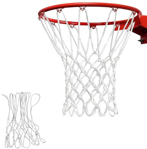 Sport-Basketballnetz, Ersatz für jedes Wetter, passend für Standard-Basketballkörbe, drinnen oder draußen, 12 Schlaufen für professionelle Standardgröße, Weiß