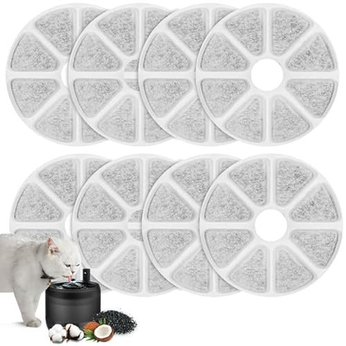 8Pcs Filtre Fontaine Eau Chat pour Fontaine a Eau Chat Philips, Système de Triple Filtration Filtres Compatible avec Fontaine a Eau Chat Philips, Charbon Résine Actif Filtre Fontaine Chats