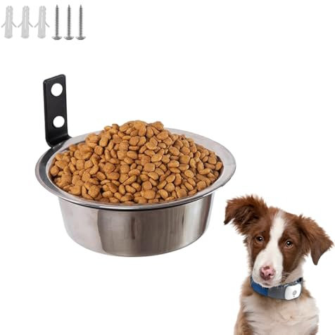 Stainless Steel Dog Bowl with Foldable Holder, Wall Mounted Raised Pet Bowls Food and Water Raised Dog Bowls, Home Cats Dogs Guinea Pig Feeder [pack of 1,