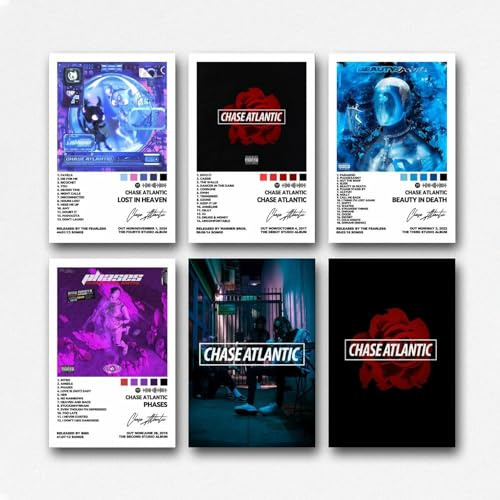 Ein Set von 6 Chase-Postern, Atlantik-Musikalbum, Rockband, Vintage, signierter Einband, Wandkunst, Leinwandposter, Raumdekor, ästhetischer Druck, Dekoration, 20 x 30 cm, Stil 4