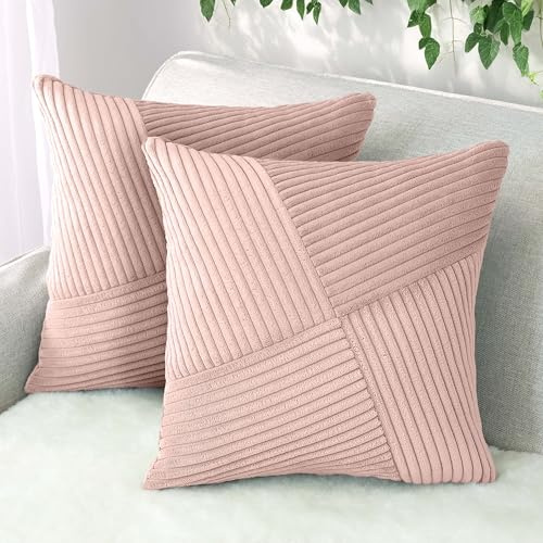 Amilian Kissenbezüge 2er Set 40x40 cm – Kissenhüllen mit Reißverschlus – Kissen Bezug für Sofa, Zierkissen & Dekokissen – pflegeleicht & modern - Elfenlicht