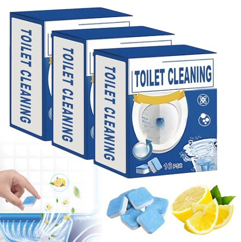 Tablettes WC, Produit Nettoyant WC, Nettoyant Toilette, WC Power Activ' Océan, Tablettes WC Action Nettoyante, Anti-Calcaire, Désodorisante (16, 3PCS)