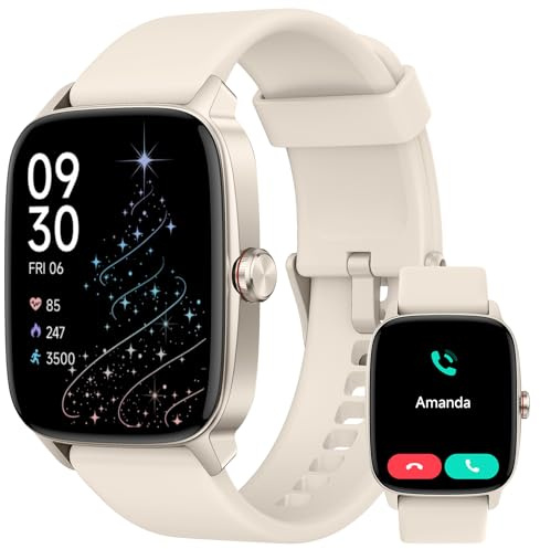 YMZ Smartwatch Damen Herren, 1.85 Fitness Tracker mit Bluetooth Anrufe, KI Sprachassistent, 100+ Sportmodi, Herzfrequenz SpO2 Schlafmonitor Schrittzähler, IP68 Wasserdicht Sportuhr für iOS Android