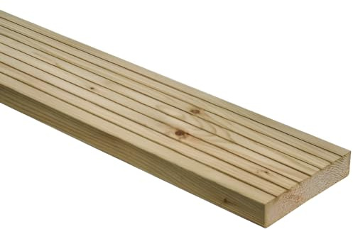 Pressure Treated Softwood Decking Boards 25x120mm x 3600mm Length Planed & Grooved Timber Decking Planks for Outdoor Garden Patio - FSC Certified, Kiln Dried, Durable
