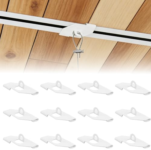 12 Stück Deckenclips mit Öse für Odenwalddecken Schienen, Deckenclips für Rasterdecken Deckenbefestigung ohne Bohren, mit Ösen Weiß, passend für Rasterdecken ohne Bohren