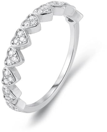 Skcess 14K Weißgold Ringe Damen, Damenringe Moissanit Weiß Größe 53 (16.9)