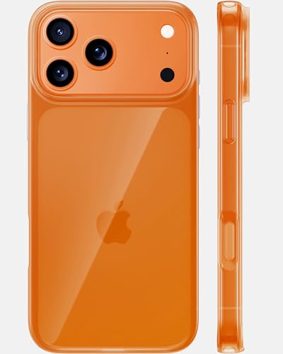 TORRAS Crystal Clear für iPhone 17 Pro Max Hülle Klar [Ultra Dünn & 100% Anti-Vergilbung] Handyhülle iPhone 17 Pro Max Case TOP Militärschutz Silikon 9H+ Durchsichtig Schutzhülle Transparent Orange