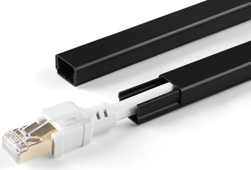 ZhiYo One Cord Hider Wall, 175in Cable Hider Concealer, Paintable PVC Wire Covers for Cords on Wall, Corner Cable Management Raceway for Thick Extension Cord, 12x L14.6in W0.6 H0.4in, Black
