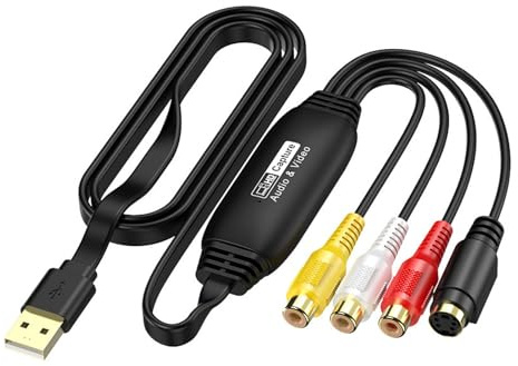 ASHATA VHS-zu-Digital-Konverter, 1080P 30 Hz USB-Videoaufnahmekartengerät, Konvertieren von VHS VCR DV Hi8 DVD in Digitales Format, für PC TV Tape Player Camcorder