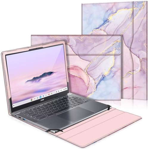 Fintie Protective Case for 14 Inch Chromebook, Compatible with Acer Chromebook Plus 514 CB514-4HT, ASUS Chromebook Flip CX1 CX1400FKA-AS88F, Samsung Galaxy Chromebook Go (Pink)